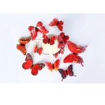 3D double butterflies with magnet, house or event decorations, set of 12 pieces, red color, A15